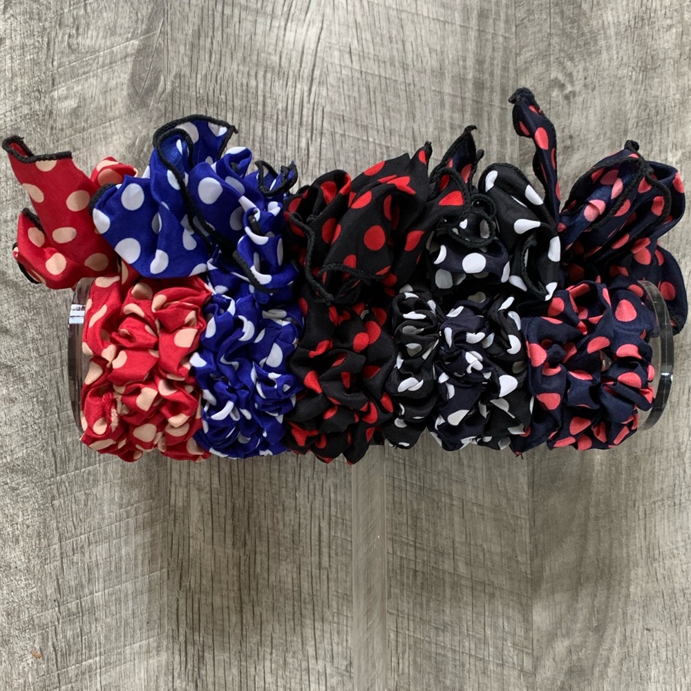 NEW Random 20pc Polka-Dot Bow Hair Tie Scrunchies - Picture 2 of 4